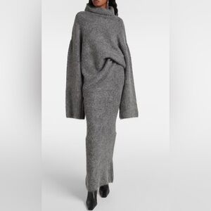 Entire Studios Alpaca Blend Fuzzy Maxi Skirt | Gray Minimalist Knit | Size M
